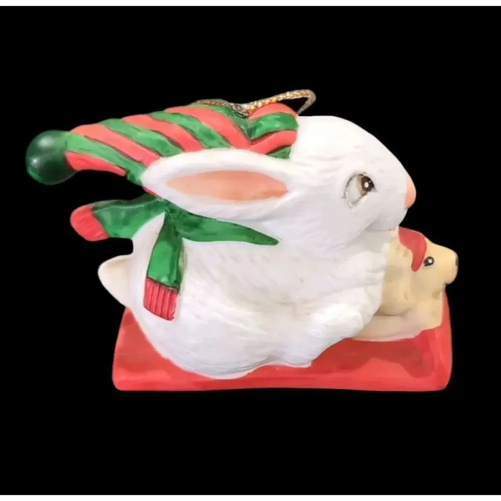 VTG Christmas Ornaments Lot of 6 Bird Dove Heart Rabbits Snow‎ Woman 1976 - 1999